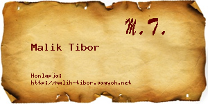 Malik Tibor névjegykártya